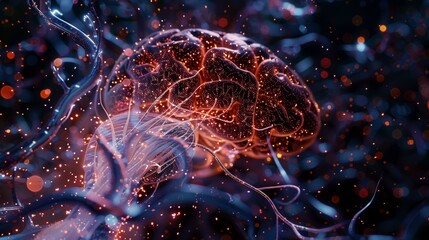Poster - A mesmerizing close-up of a brain scan, revealing the intricate dance of neurons and the symphony of electrical signals that form the basis of human thought.