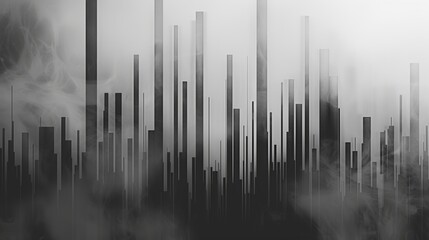 Poster - A minimalist music equalizer seamless loop background with sleek, monochromatic bars rising and falling in a harmonious symphony, set against a calming gray backdrop.