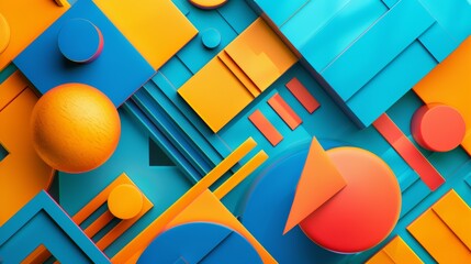 Poster - A modern abstract background with geometric shapes, vibrant colors, and a dynamic composition.