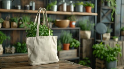 Wall Mural - eco-friendly tote bag made of organic cotton, featuring a sustainable print design and ample space for shopping essentials