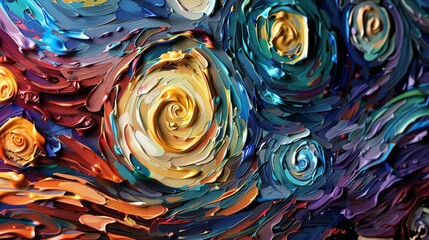 Poster - background with swirling brushstrokes, vibrant colors, and iconic stars, capturing the artist's unique post-impressionist style.