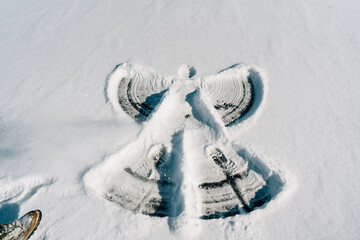 The outline of a snow angel. 