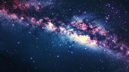 Wall Mural - starry night sky background with a swirling nebula, twinkling stars, and the Milky Way stretching across the vast expanse of space.
