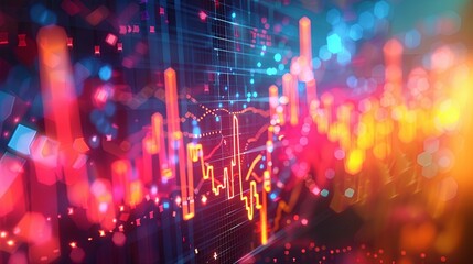 Poster - Dynamic Vector Illustration of Bullish Stock Market Chart with Economic Indicators Showing Growth Trends