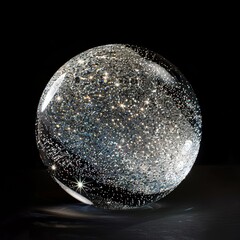 Wall Mural - a disco ball that shines on a black background with white glitter that sparkles