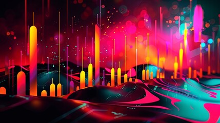 Poster - Financial Success: Bullish Stock Market Vector with Upward Arrows and Data Points
