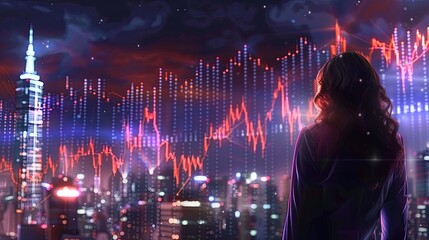 Poster - Financial Growth Vector Illustration with Bullish Stock Market Chart and Economic Indicators