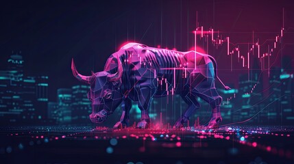 Poster - Financial Success: Vector Stock Market Chart with Bullish Trends and Economic Indicators