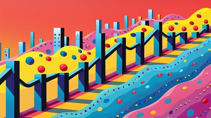 Poster - Financial Growth Chart Illustration with Positive Trends and Economic Data Points