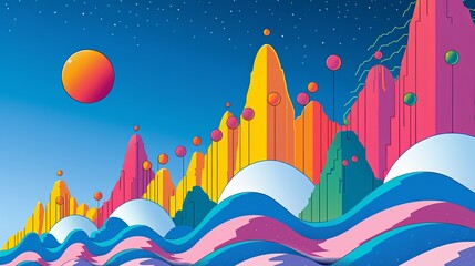 Poster - Financial Success Graph: Illustration of Upward Trend Line Chart with Economic Indicators and Data Points
