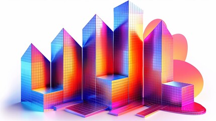 Poster - Financial Success: Positive Bar Graph Growth Trends and Financial Indicators Background