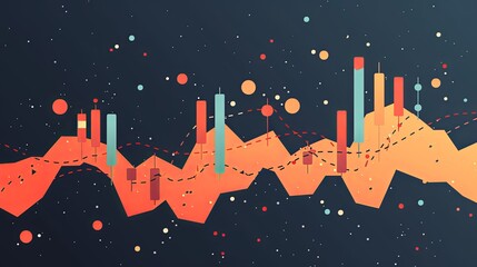 Poster - Financial Success: Vector Illustration of Bullish Stock Market Chart with Economic Indicators