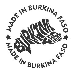 Wall Mural - Made in burkina faso map stamp with the text