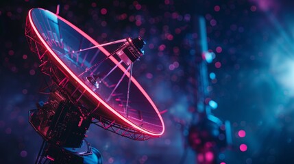 Glowing orange satellite dish for futuristic technology designs