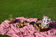 © VICTOR TORRES/Stocksy - Sunny day picnic setup on checkered blanket in park