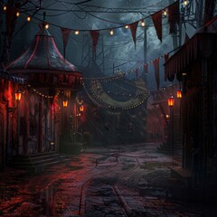 Wall Mural - game art dark circus background