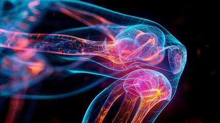 Wall Mural - 3D X-ray illustration showing arthritis pain in the knee joint.