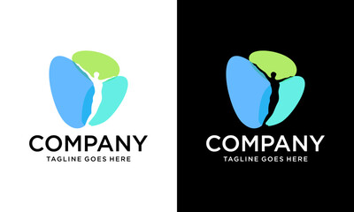 Aufkleber - Creative human health care logo, physiotherapy logo, human jump logo, p Letter logo