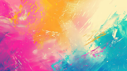 Wall Mural - Vibrant abstract painting in summer colors with artistic brush strokes