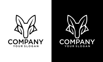 Aufkleber - Creative Linear Leaf with Fox logo design. fox head with abstract Leaf icon combination. vector illustration