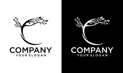 Aufkleber - Creative simple Letter C tree concept logo vector template