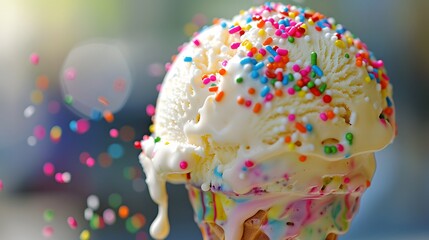 A colorful summer treat in melting ice cream