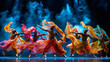 © Robert Kneschke - Vibrant dance troupe performing an expressive contemporary routine on stage