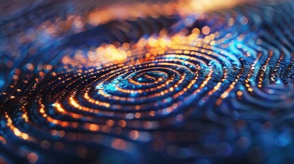 Poster - Detailed view of a fingerprint being scanned on a computer screen, capturing the unique patterns and ridges.