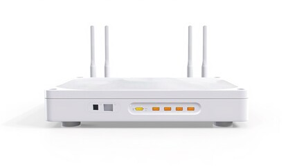 Poster - High speed wireless router with two antennas isolated on white - modern connectivity solutions