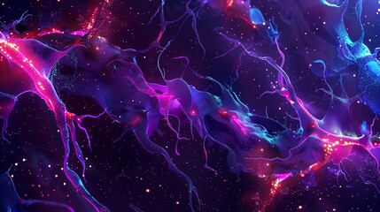 Poster - Vibrant abstract cosmic art with neon accents, showcasing luminous textures and colors, creating a mesmerizing visual sensation.