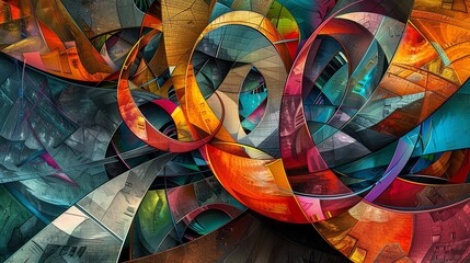 Poster - Vibrant abstract digital artwork with colorful swirling patterns, creating a dynamic and modern visual experience.