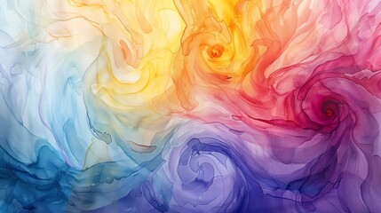 Poster - Vibrant abstract background with swirling colorful patterns in blue, yellow, red, and purple, creating a dynamic and mesmerizing effect.