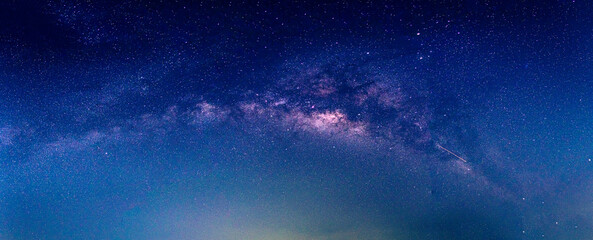 Wall Mural - landscape with milky way galaxy. night sky with stars.