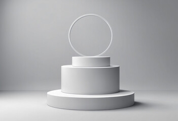 Aufkleber - 3d display product abstract minimal scene with geometric podium platform. gray background vector 3d rendering with podium. stand for cosmetic products. Stage showcase