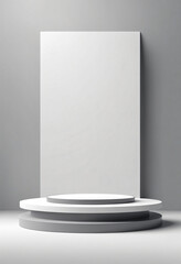 Aufkleber - 3d display product abstract minimal scene with geometric podium platform. gray background vector 3d rendering with podium. stand for cosmetic products. Stage showcase