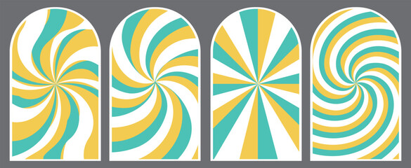 Wall Mural - Pastel Yellow and Blue Psychedelic Swirls Arch Frames