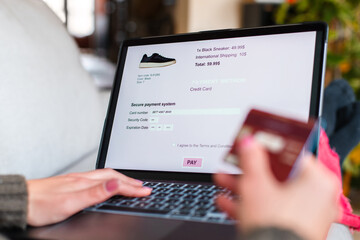 Online shopping, entering credit card details