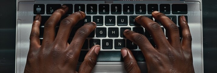 Wall Mural - A persons hands are typing on a laptop keyboard, showcasing the relevance of internet connectivity and technology in modern life