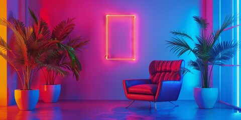 Canvas Print - contemporary neon interior