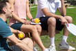 © Jordana Sheara/Stocksy - friends outside during a game of pickleball