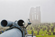© iSky Media - Foggy cemetery with cannon and ruins in Tynemouth Priory and Castle
