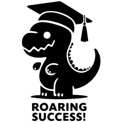 Poster - Dinosaur Graduation Vector Illustration for Class of 2024, Cute Dino Graduate Design