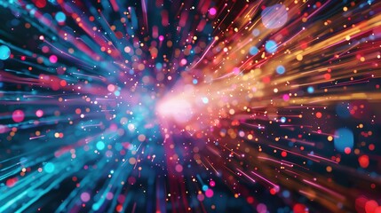 Abstract technology background showcasing high speed global data transfer, ultra-fast broadband connections, digital explosion, and cyber tech motion.