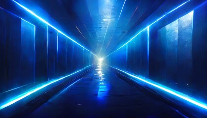 Canvas Print - blue light in the tunnel