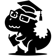 Sticker - Dinosaur Graduation Vector Illustration for Class of 2024, Cute Dino Graduate Design