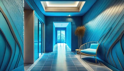 Poster - blue corridor in the hotel