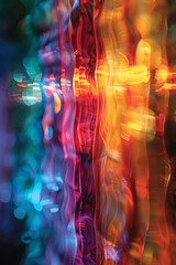 Aufkleber - Scene of a lens creating a fan of colors that transition into waves, each wave a different shade,