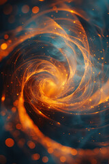 Poster - Abstract image of a lens generating a vortex of light and shapes, simulating a whirlwind of kinetic force,