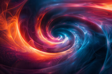 Poster - Illustration of a lens generating swirling, spiraling light patterns that create a sense of dynamic movement,