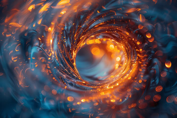 Poster - Illustration of a lens generating swirling, spiraling light patterns that create a sense of dynamic movement,